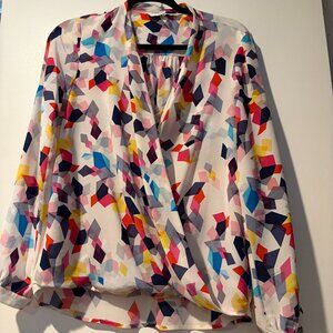 Fun, multi-color Trina Turk long sleeve blouse
